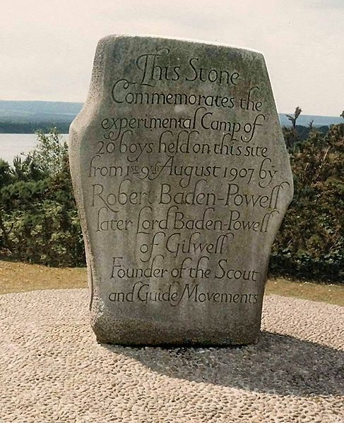 The Baden-Powell commemorative stone on Brownsea Island